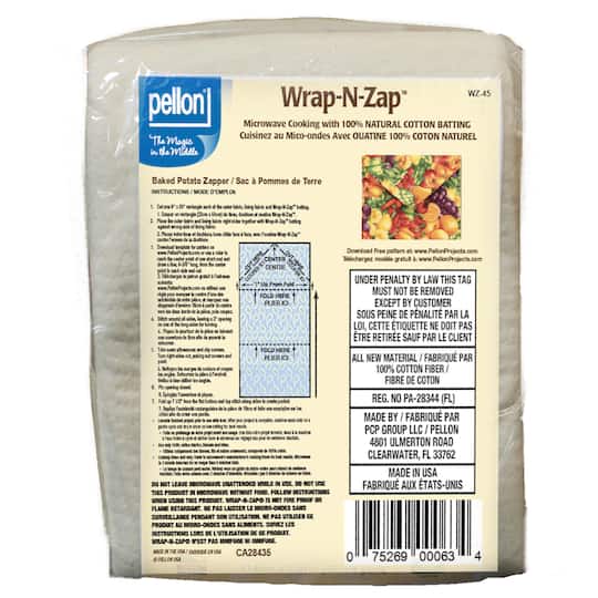 6 Pack: Pellon® Wrap-N-Zap® 45" x 1yd. Microwaveable Cotton Batting